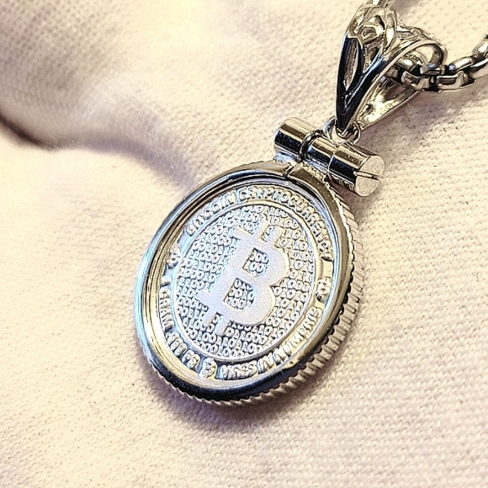 💲Fine Silver Pendant (1g) Bitcoin Specialty Round Crypto Reversible Jewelry 🔥 - Picture 5 of 6